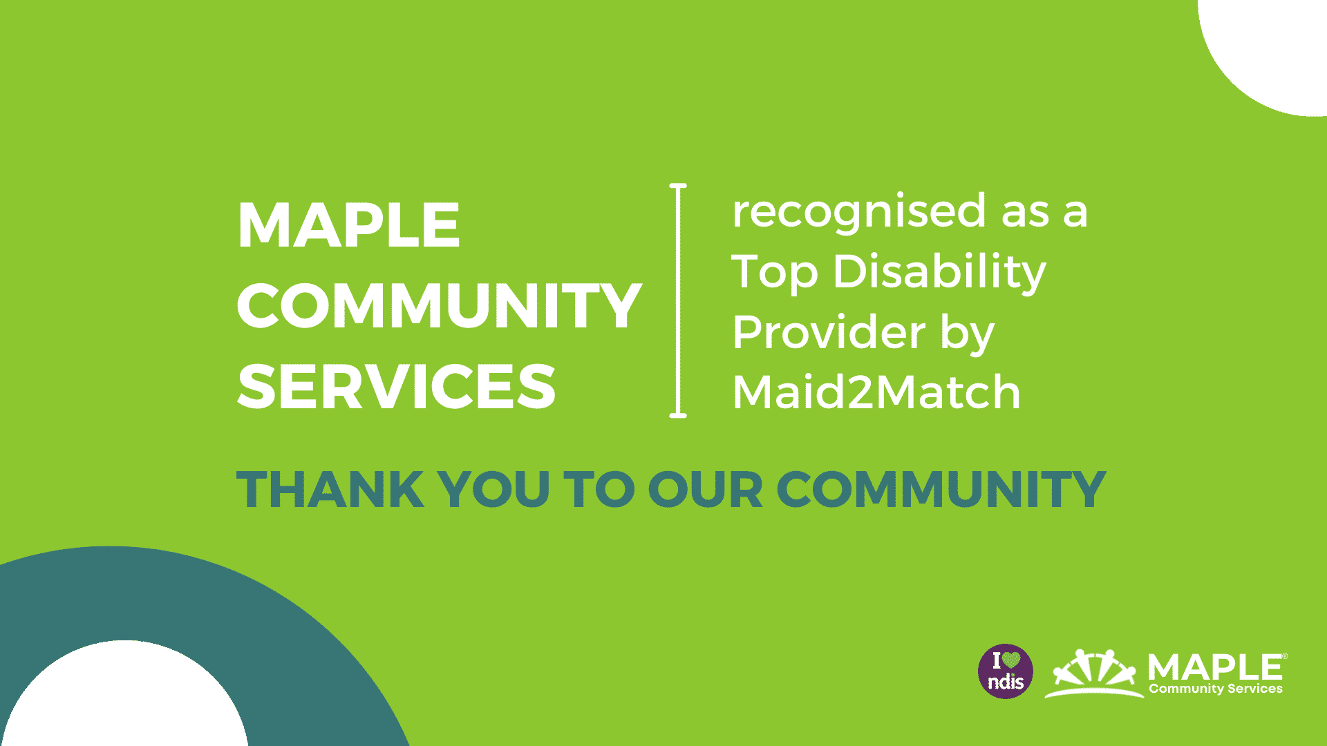 Maple Community Services is recognised by Maid2Match as a Top Support Provider within Sydney
