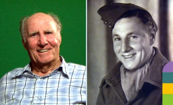 Old and new photo of Anzac Hero, Norman Anderton in colored and black and white